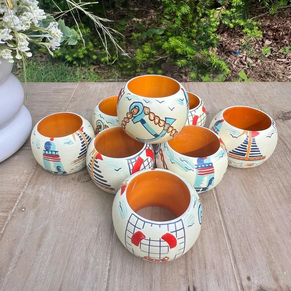 Hand-Painted Wooden Beach/Tropical/Nautical Napkin Holders | Set of 8